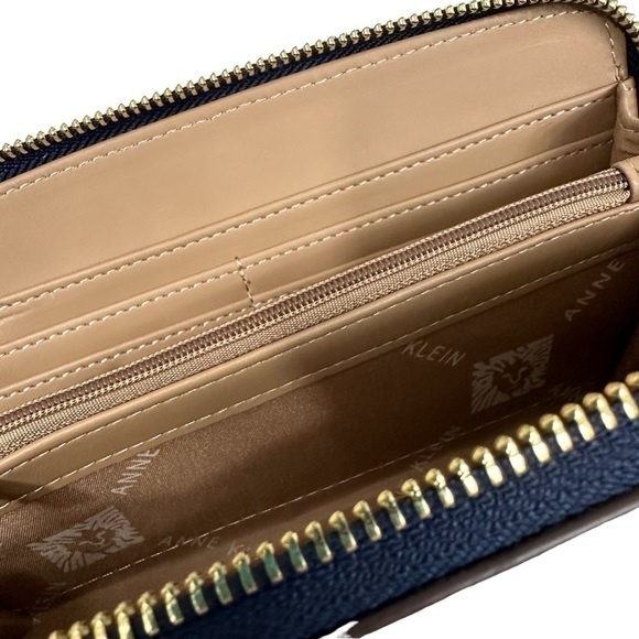 Anne Klein Navy Curved Zip Around Wallet - Picture 5 of 11